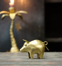 Metall Schwein mini gold
