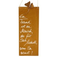 Edelrost Spruchtafel L schmal Ginkgo | Ein Freund ist ein Mensch... Edelrost Spruchtafel L schmal Ginkgo | Ein Freund ist ein Mensch...