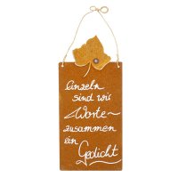 Edelrost Spruchtafel S Efeu-Blatt | Einzeln sind wir Worte... Edelrost Spruchtafel S Efeu-Blatt | Einzeln sind wir Worte...