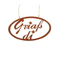 Edelrost Medaillon "Griaß di" zum Aufhängen Edelrost Medaillon "Griaß di" zum Aufhängen