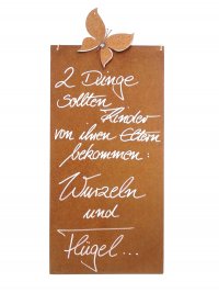 Rostiges Spruchschild L mit Schmetterling / Kinder und Eltern Rostiges Spruchschild L mit Schmetterling / Kinder und Eltern
