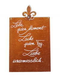 Rostschild mit Spruch M Lilie / Liebe unermesslich