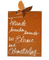 Rostige Spruchtafel mit Schmetterling Rostige Spruchtafel mit Schmetterling