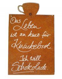Rostiges Schild mit Spruch Kaffeetasse M