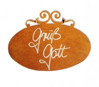 Rostiges Schild Nostalgie oval klein