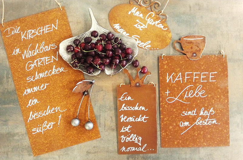 Rostige Spruchtafeln - beschriftete Edelrost Tafeln