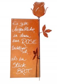 Rostschild mit Spruch und Rose gro&szlig;