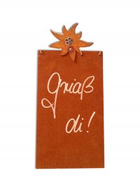 Rost Schild S Edelweiß mit Spruch "Griaß di" Rost Schild S Edelweiß mit Spruch "Griaß di"