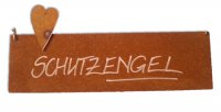 Rostiges Schild S quer Herz / Schutzengel