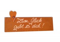 Rostige Spruchtafel S quer mit Herz / Gl&uuml;ck
