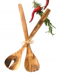 Olivenholz Salat Besteck gro&szlig;