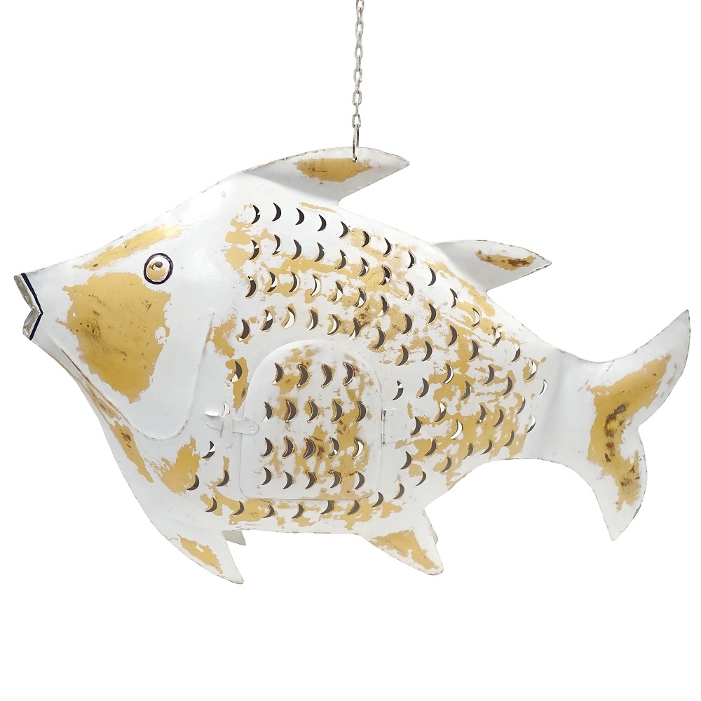 Deko Fisch Metall Windlicht