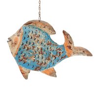 Metall Fisch Laterne blau zum Hängen und Stellen