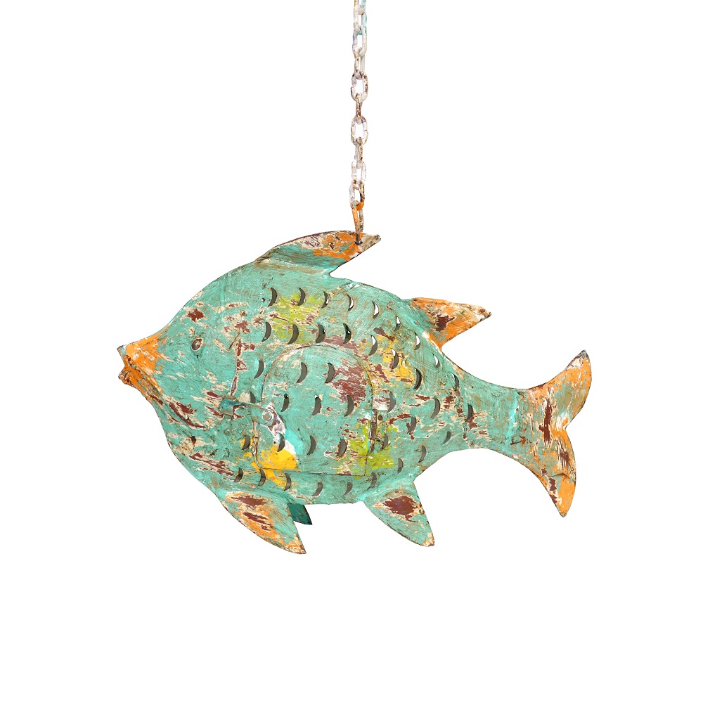 Deko Fisch Metall Windlicht