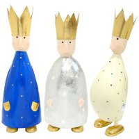 Metallfiguren heilige drei Könige XL blau, silber und creme