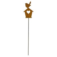 Edelrost Stab Haus mit Vogel Edelrost Stab Haus mit Vogel