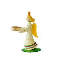 Metall Engel "Lucia" M creme mit Kerzenhalter