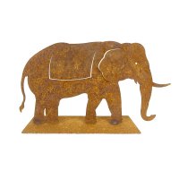 Edelrost Elefant auf Platte groß