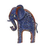 Winlicht Metall Elefant Laterne blau violett