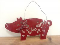 Dänisches Metall Jul Schwein rot Dänisches Metall Jul Schwein rot