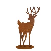 Edelrost Hirsch "jung" auf Platte H38 cm
