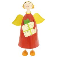 Metall Engel Anna mit Geschenk