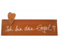 Rostige Spruchtafel S quer Herz / Dein Schutzengel