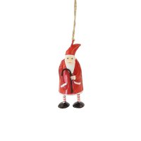 Metall Santa "Olaf" Mini mit Stock zum Aufh&auml;ngen H9 cm