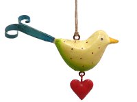 Metall Vogel zum Hängen klein mit Herz Metall Vogel zum Hängen klein mit Herz