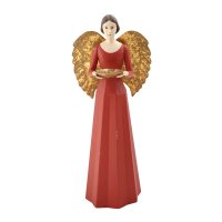 Vintage Engel rot mit goldenem Kerzenhalter Vintage Engel rot mit goldenem Kerzenhalter